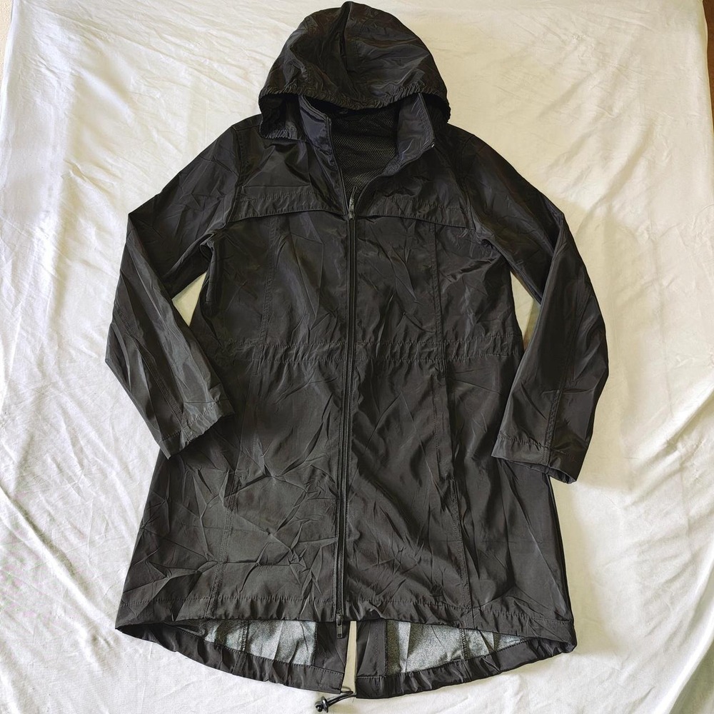 Mondetta Womens Black Hooded Rain Jacket Anorak Windbreaker Mesh Lined Medium
